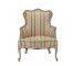 ARM CHAIR-Yellow & Teal Stripe W/White Washed Frame