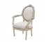 ARM CHAIR-White Oval Back W/Ornate Carved Frame