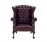 OFFICE CHAIR-Wing Chair Burgundy Tufted W/Nail Heads