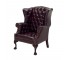 OFFICE CHAIR-Wing Chair Burgundy Tufted W/Nail Heads