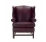 OFFICE CHAIR-Wing/Smooth Burgundy Leather W/Nail Heads