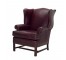 OFFICE CHAIR-Wing/Smooth Burgundy Leather W/Nail Heads