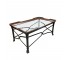 TABLE-Coffee W/Leather Edge & Glass Top/Metal Leg