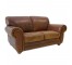 LOVESEAT-BROWN LEATHER-ROLL ARM