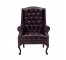 OFFICE CHAIR-Tufted Burgundy Leather Arm W/Nail Heads