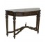 CONSOLE TABLE-Demi Lune W/Ornate Stretcher & Turned Leg