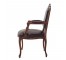 ARM CHAIR-French Walnut Frame W/Brown Leather Back & Seat