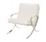 ARM CHAIR-Modern White Leather W/Chrome "X" Base Frame