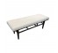 BENCH-Off White Cushion w/Dark Wood Stretcher Base