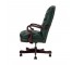 OFFICE CHAIR-Green Tufted Leather Arm W/Wood Frame on Wheels