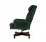 OFFICE CHAIR-Executive/Green Leather W/Wood Frame on Wheels