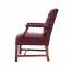 OFFICE CHAIR-Burgundy Leather Tufted Arm W/Stationary Wood Frame