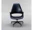 OFFICE CHAIR-Mid Century Modern Black Leather Swivel