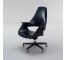 OFFICE CHAIR-Mid Century Modern Black Leather Swivel