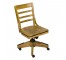 CHAIR-SWIVEL-LIGHT OAK-SLAT BACK ON WHEELS