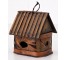 BIRDHOUSE-Dark Brown Wood & STRAW