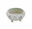 PLANTER-Round Ornate/Off White/Gold Detail W/Painted Pansies On Front