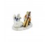 FIGURINE-Porcelain-Woman Sitting Dress W/Yellow Flowers & Man Playing Cello