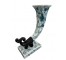 HORN-PORCELAIN W/GR FLORAL BRO