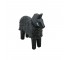 FIGURINE-Wooden Black Horse W/Persian Lamb Fur