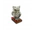FIGURINE-Grey Speckled Owl Standng on Red Book