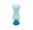 VASE-Transparent Turquoise Glass/Cupped Neck W/Pedestal Base