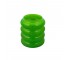 VASE-Fat Round Green Glass W/Thick Vertical Ribs