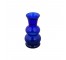 VASE-Navy Blue Glass/Double Circle Stacked Body W/Fluted Rim