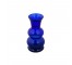 VASE-Navy Blue Glass/Double Circle Stacked Body W/Fluted Rim