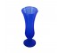 VASE-Frosted Blue Glass W/Footed Base & Fluted Neck