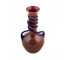 VASE-Artisan Brown Glass W/Navy Blue Swirls Along the Neck