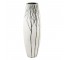 VASE-Tall White Vase W/Black Branch Design