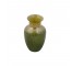 VASE-Green Urn Shape Body W/Biege Colored Neck & Rim