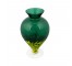 VASE-Dark Green Art Glass W/Abstract Yellow Circles (@bottom)