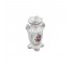 VASE-Glazed White Urn Shape W/Roses & Pink Accents