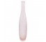 VASE-Tall Narrow Pink Frosted Glass W/Waves