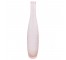 VASE-Tall Narrow Pink Frosted Glass W/Waves