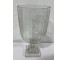 VASE-Clear Cut Ribbed Glass W/Pedestal Base