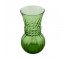 VASE-Green Glass W/Round Base & Ribbed Middle