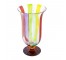 VASE-14"GLASS -Striped Colors W/Pedestal Base