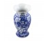 VASE- Blue & Whit Oriental Ceramic W/Fluted Edge