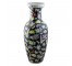 VASE-Oriental/Black W/Pink Butterflies & Yellow Flowers