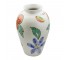 VASE-White W/Blue Flowers, Red Berries & Fruit