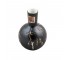 VASE-Black Ceramic Bud W/Asian Crest & Writing