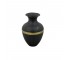 VASE- Matte Black Urn Shaped Glass W/Gold Band Across Middle