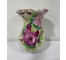 VASE-8"WHT W/FLOWERS RUFFLE TOP