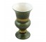 VASE-GREEN URN W/GOLD BANDS