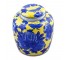 GINGER JAR-W/Lid Yellow Background W/Blue Flowers