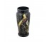 VASE-Tall Black W/Painted Florals & 2 Birds on Branches