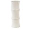 VASE-12H-WHITE RIBBED WOOD